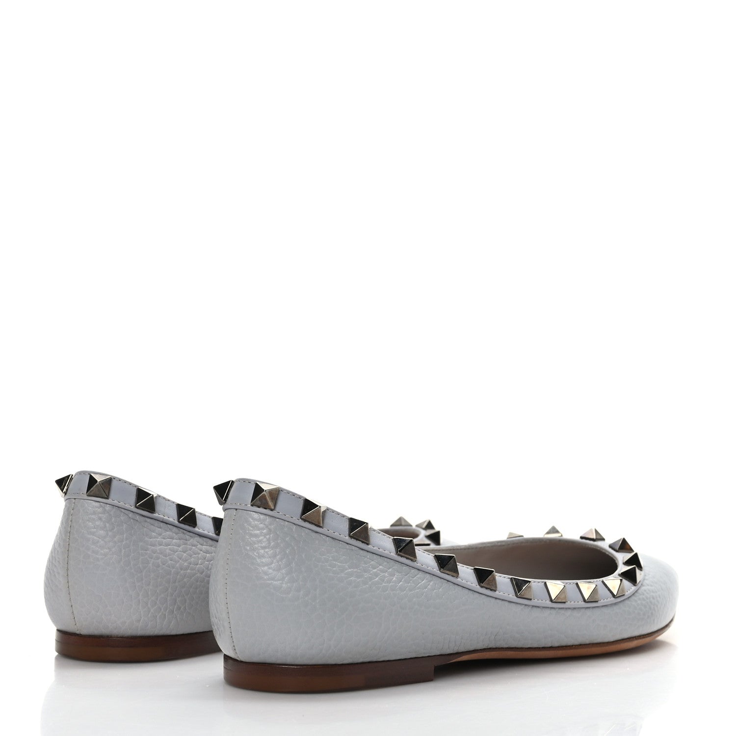 Valentino Garavani Pebbled Calfskin Rockstud Ballerina Flats 36 Pastel Grey 4 of 8