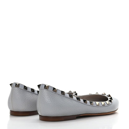Valentino Garavani Pebbled Calfskin Rockstud Ballerina Flats 36 Pastel Grey 4 of 8
