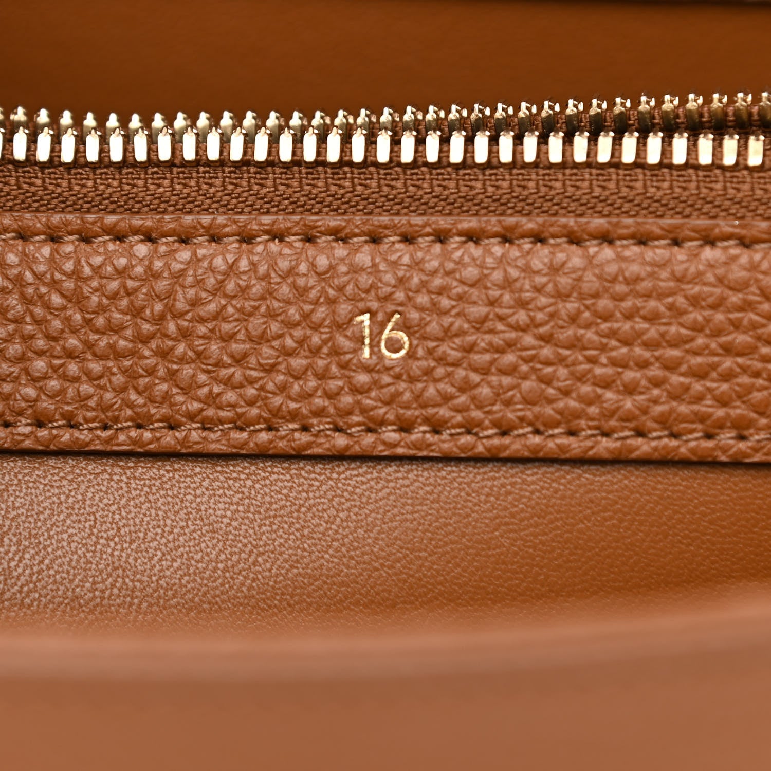 Celine Grained Calfskin Classique 16 Top Handle Bag Tan 8 of 11