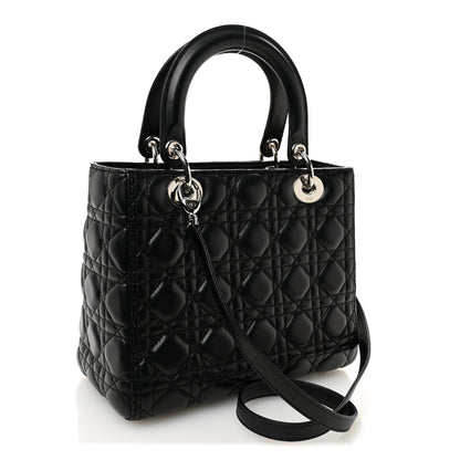 Christian Dior Lambskin Cannage Medium Lady Dior Black 3 of 12