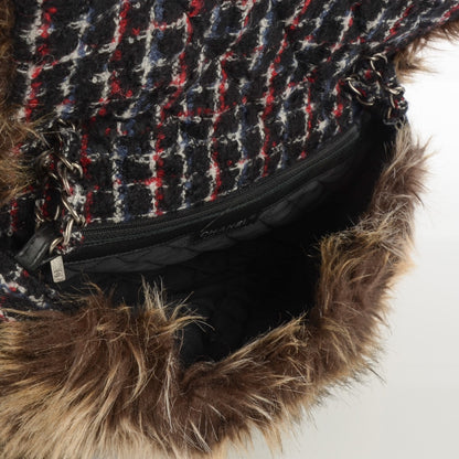 Chanel Tweed Arctic Fantasy Fur Flap Blue Red 8 of 9