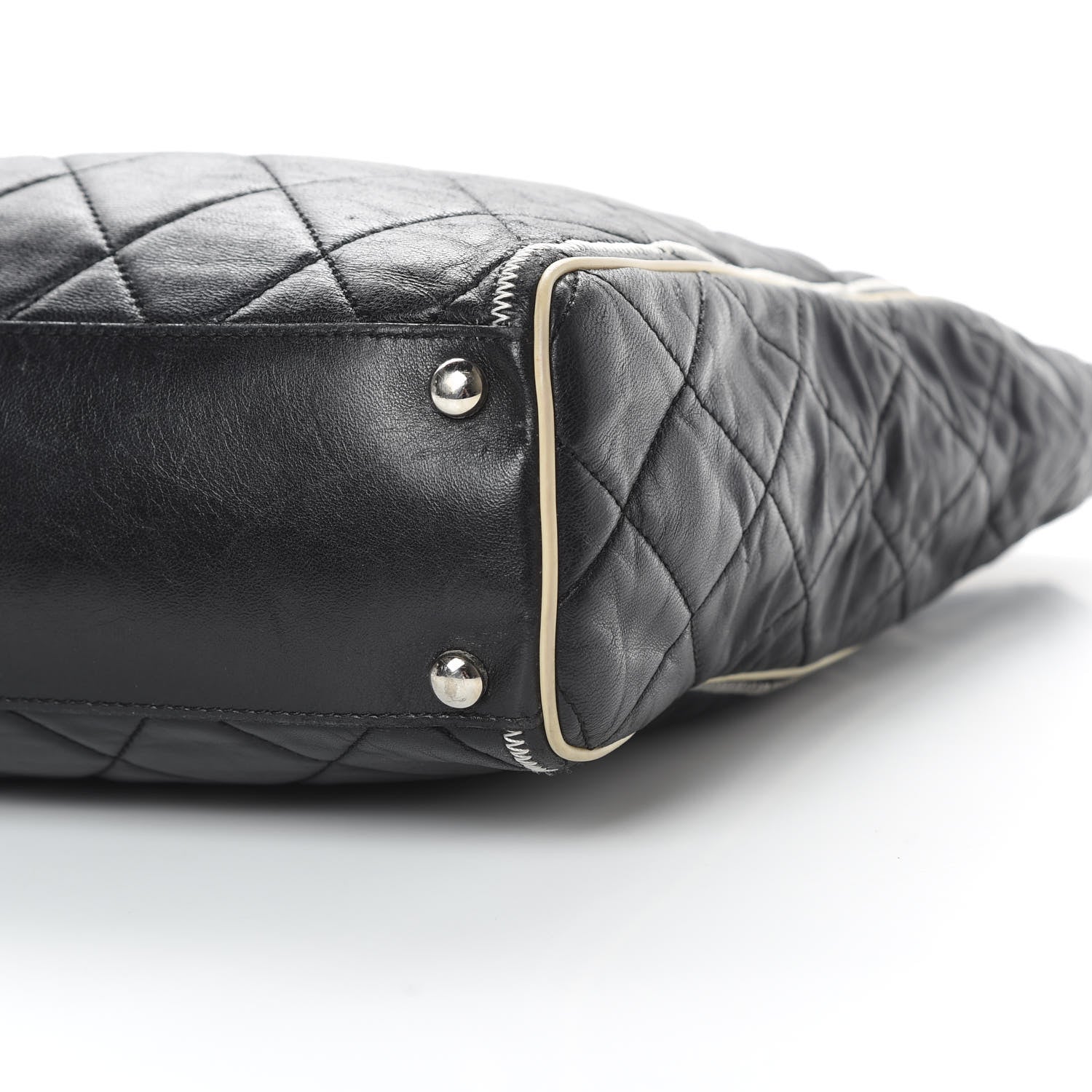 Chanel Glazed Lambskin Quilted Large North South Tote Black 10 of 15
