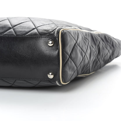 Chanel Glazed Lambskin Quilted Large North South Tote Black 10 of 15