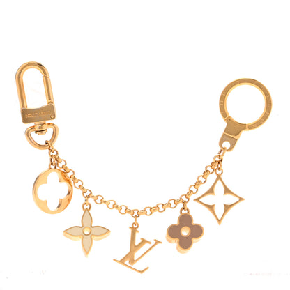Louis Vuitton Brass Enamel Fleur De Monogram Bag Charm Chain Gold 1 of 4
