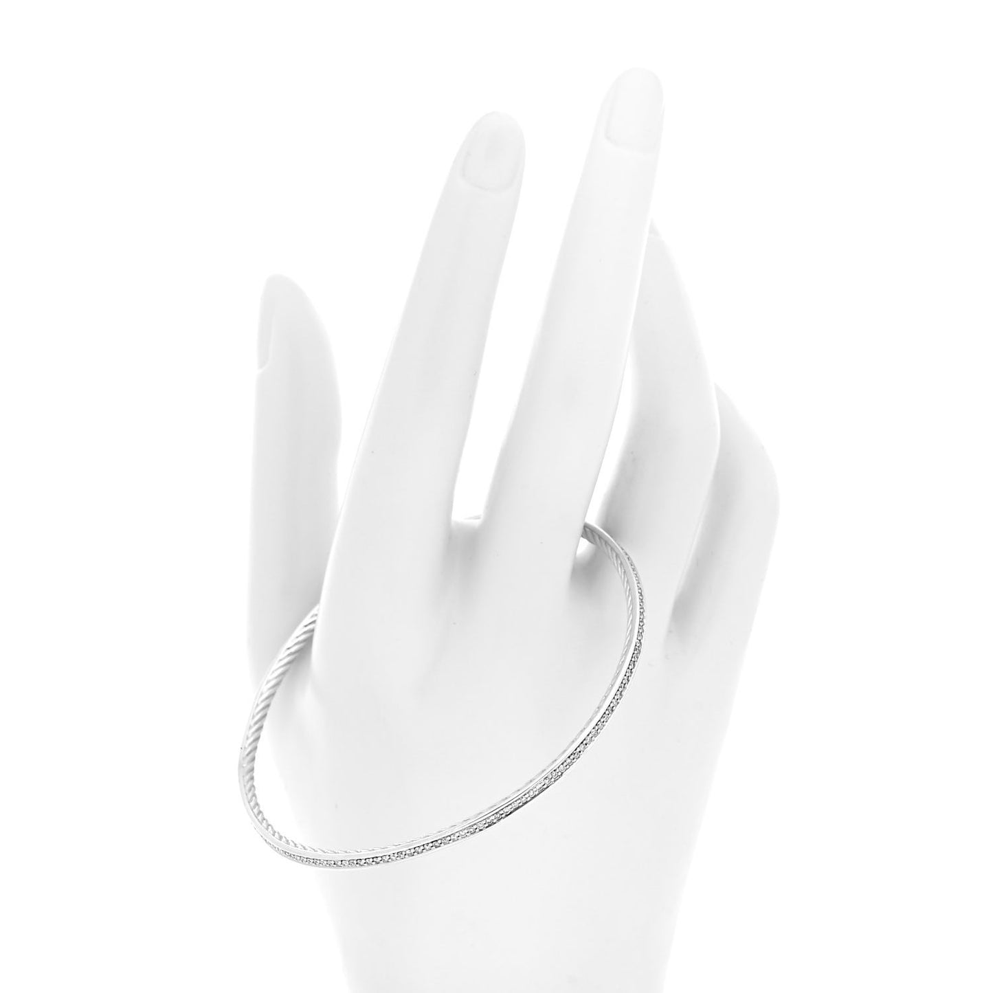 Sterling Silver Diamond 3mm Cable Bangle Bracelet
