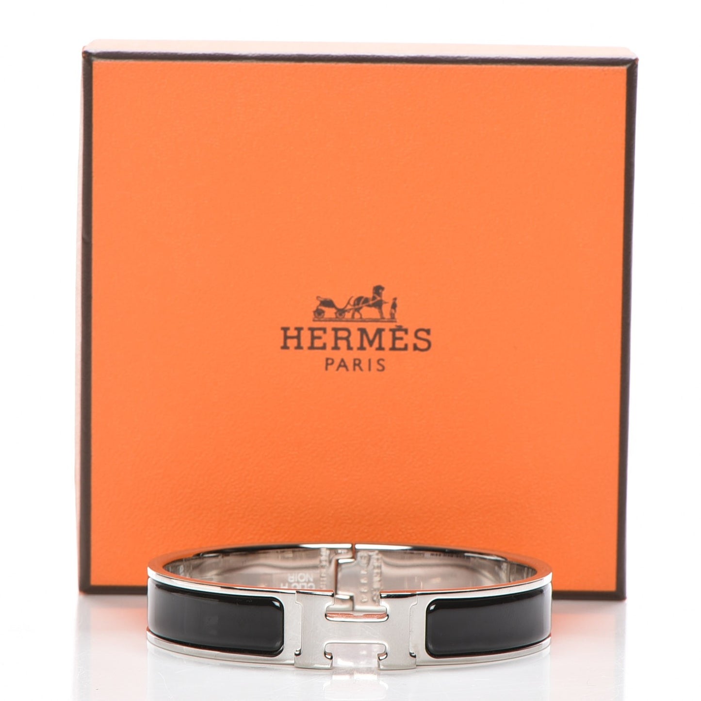 Enamel Narrow Clic Clac H Bracelet GM Black