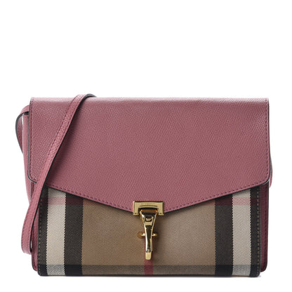 Burberry Derby Calfskin House Check Small Macken Crossbody Bag Mauve Pink 1 of 12