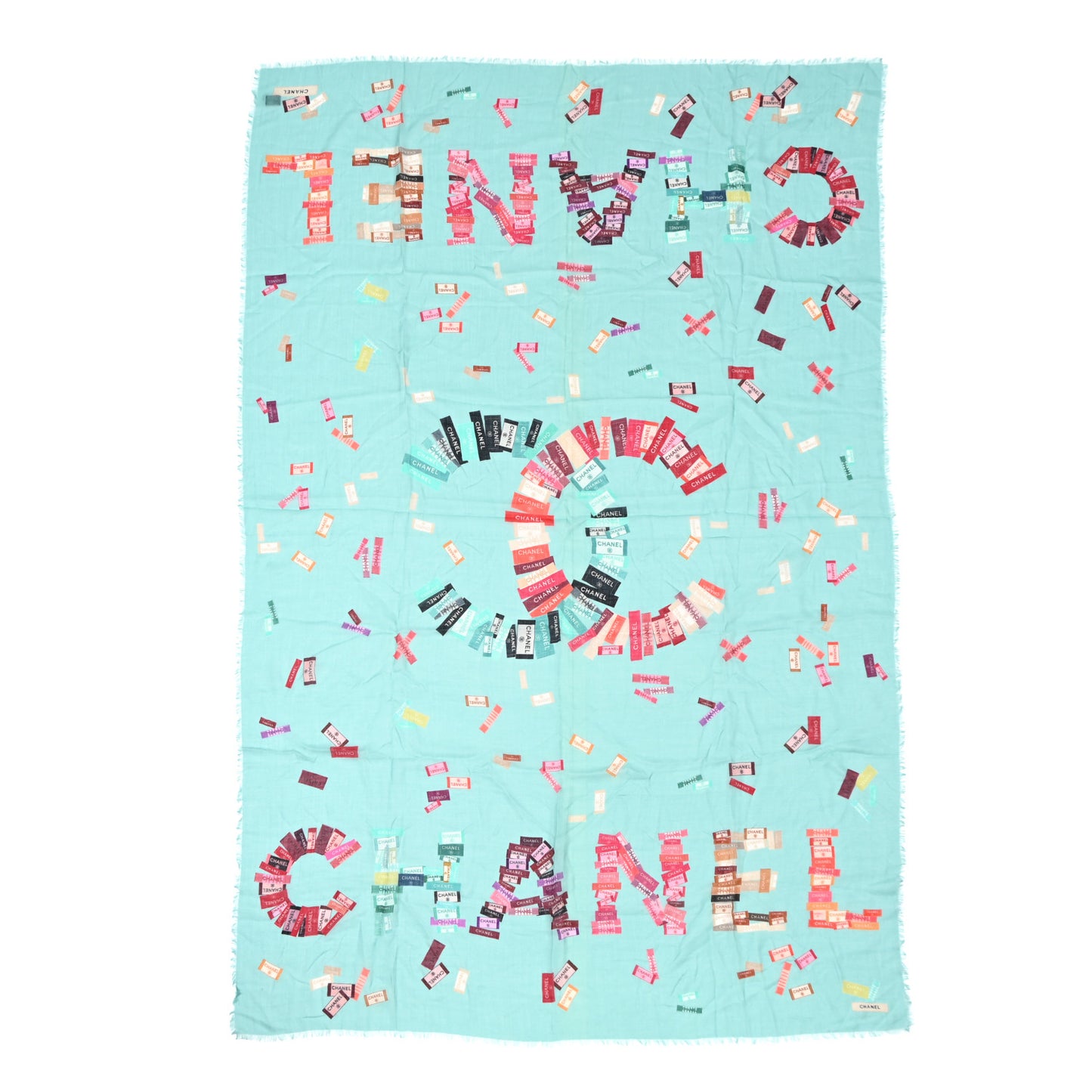 Cashmere Labels Fringe Scarf Blue Multicolor
