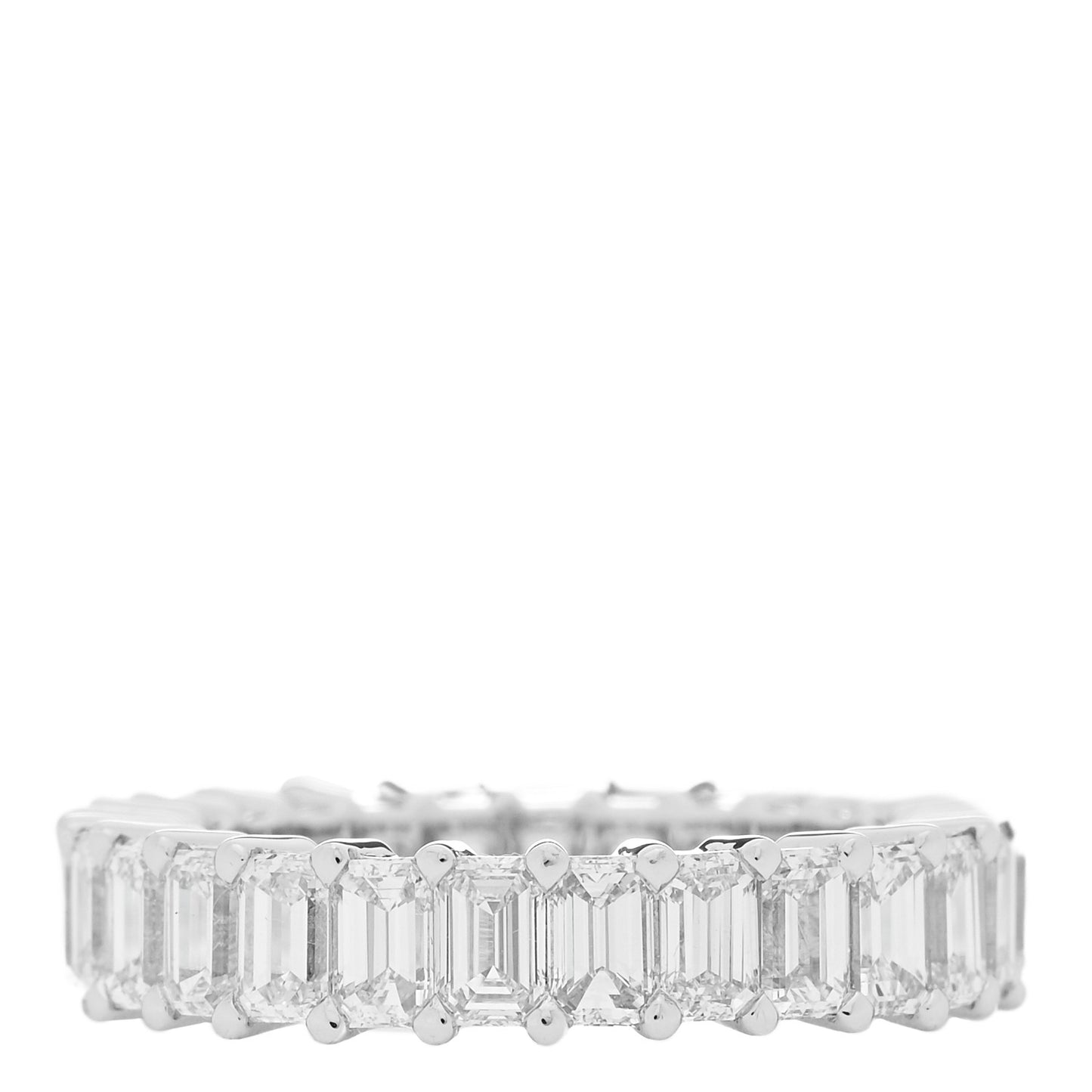 Platinum Diamond 3.78ctw Emerald Cut Claw Set Eternity Ring 50 5.5