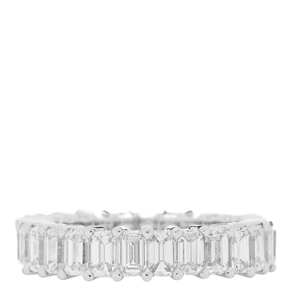 Graff Platinum Diamond 3.78ctw Emerald Cut Claw Set Eternity Ring 50 5.5 3 of 5