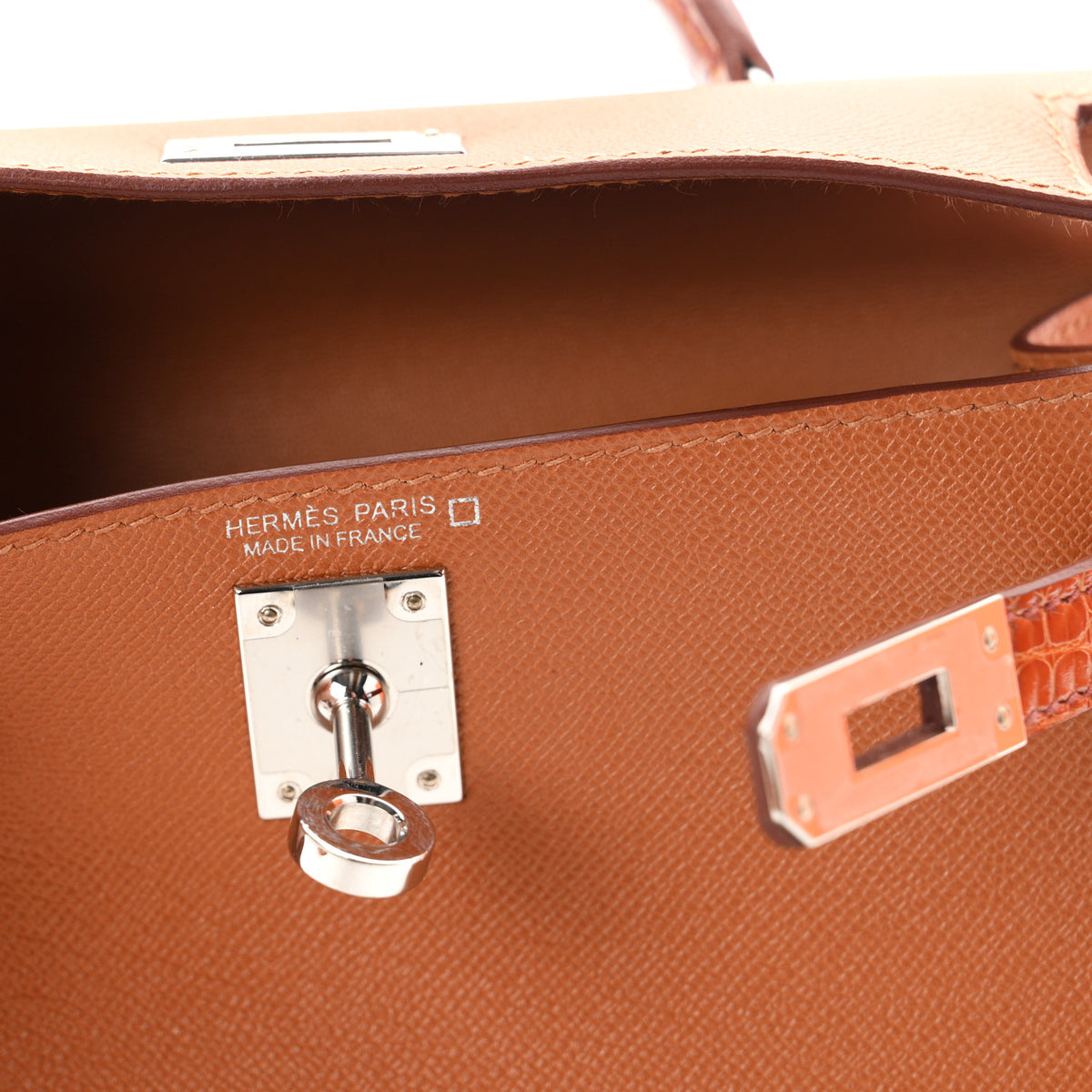 Madame Calfskin Matte Alligator Mini Kelly Sellier Touch 20 Gold