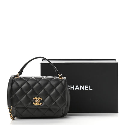 Chanel Calfskin Quilted Top Handle Flap Black 11 of 11
