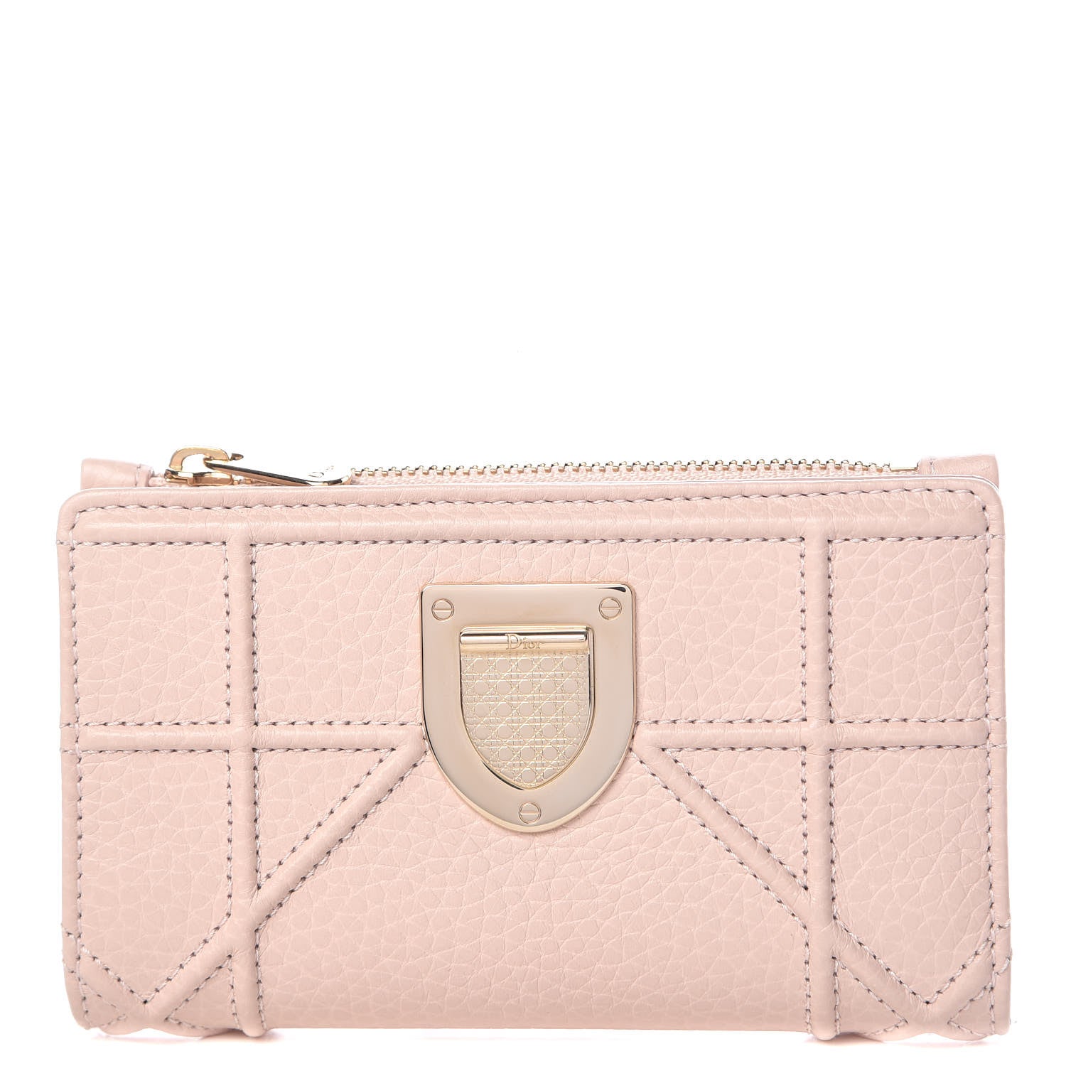 Christian Dior Grained Calfskin Cannage Diorama Wallet Rose Poudre 1 of 7