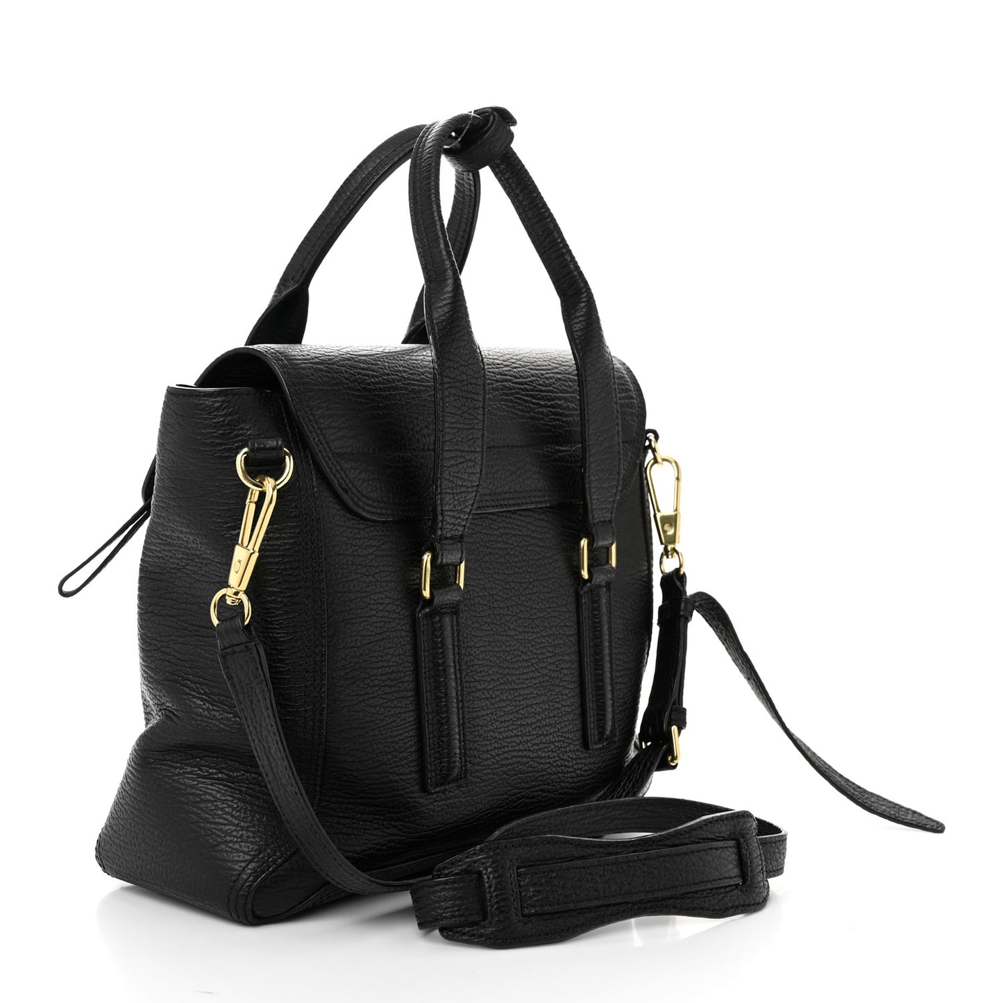 Textured Calfskin Medium Pashli Satchel Black