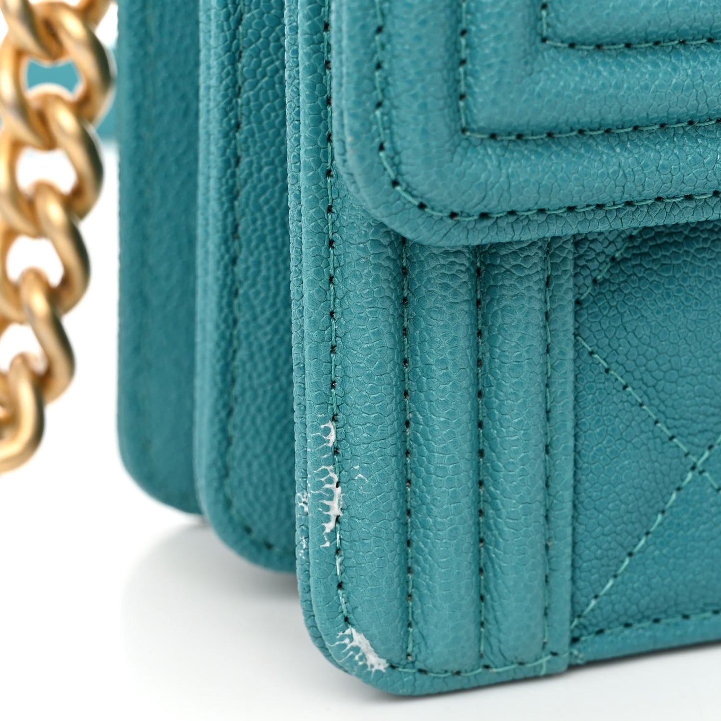 Caviar Quilted North South Boy Flap Turquoise