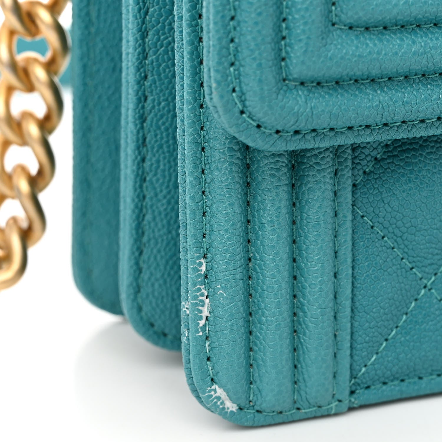 Chanel Caviar Quilted North South Boy Flap Turquoise 10 of 11