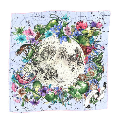 Christian Dior Silk Zodiac Print Square Scarf 55 Blue Multicolor 1 of 3