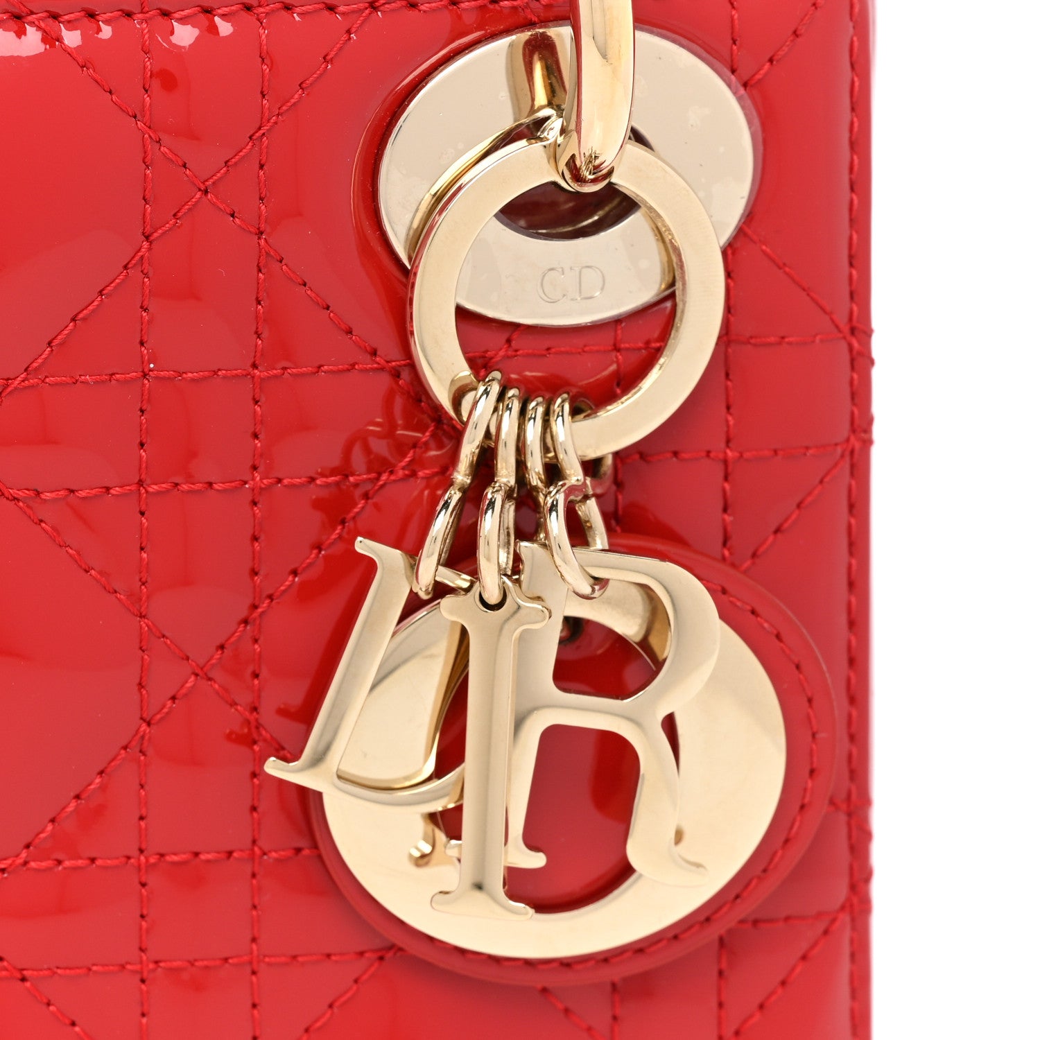 Christian Dior Patent Cannage Mini Lady Dior Red 10 of 11