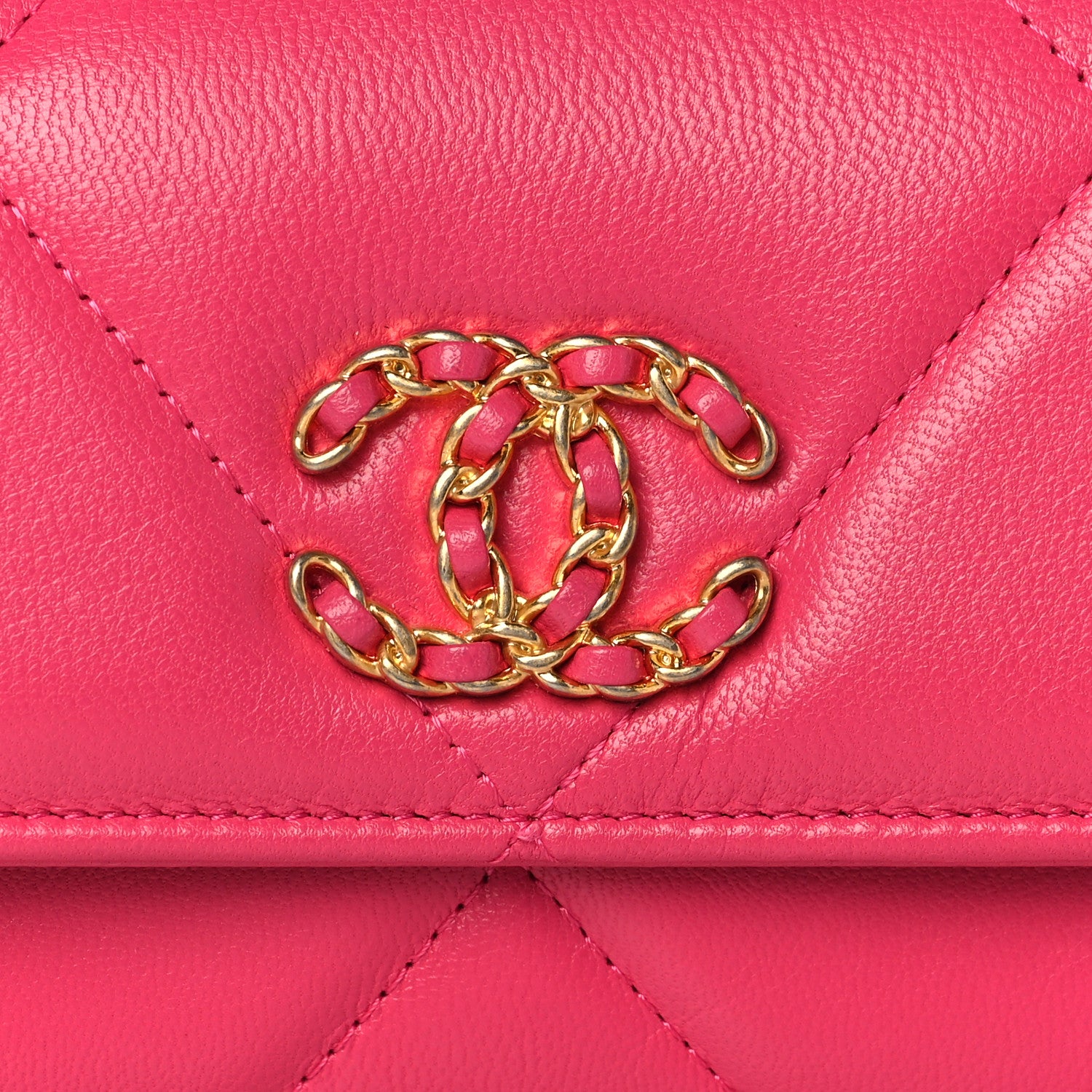 Chanel Lambskin Quilted Chanel 19 Flap Wallet Dark Pink 8 of 9