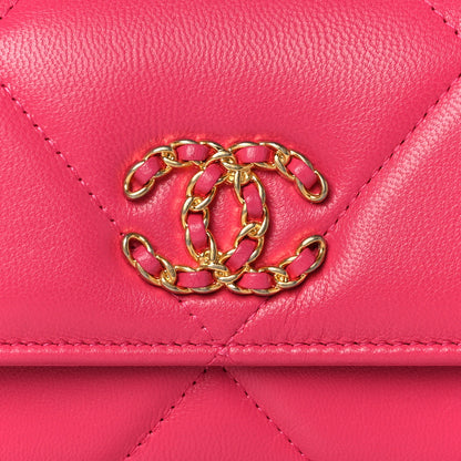 Chanel Lambskin Quilted Chanel 19 Flap Wallet Dark Pink 8 of 9