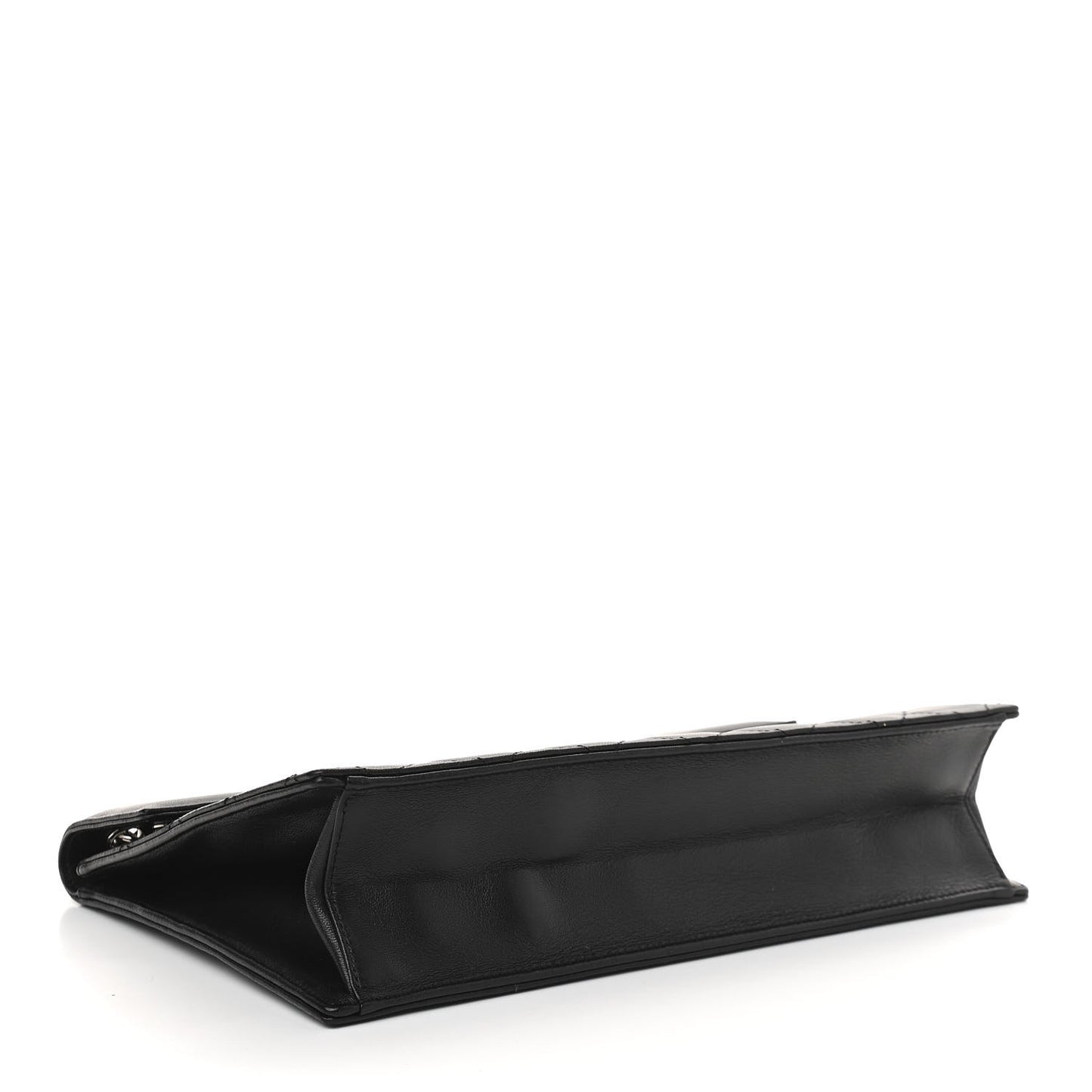 Lambskin Top Handle Logo Flap Black