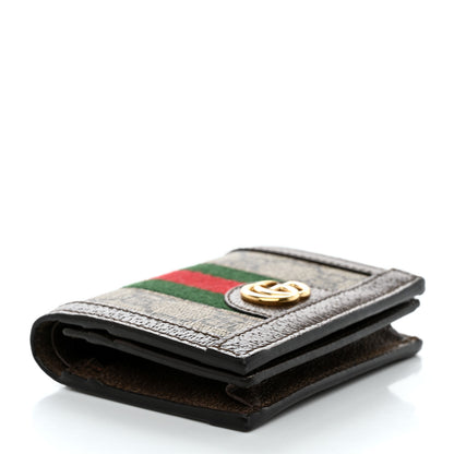 Gucci GG Supreme Monogram Web Ophidia Card Case Beige New Acero 4 of 7
