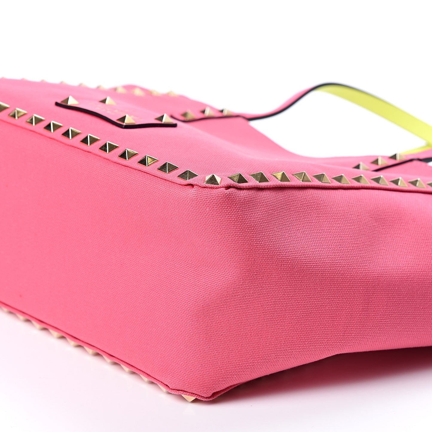 Canvas Small Rockstud Reversible Tote Pink Yellow