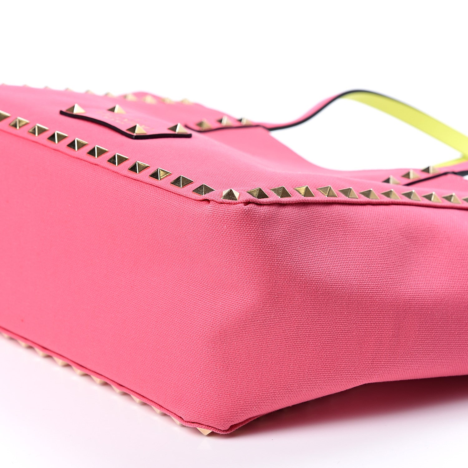Valentino Garavani Canvas Small Rockstud Reversible Tote Pink Yellow 12 of 16