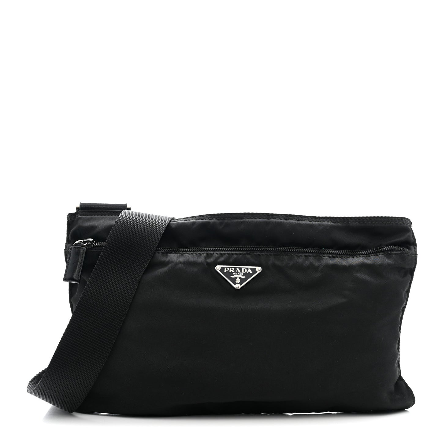Tessuto Nylon Flat Messenger Bag Black