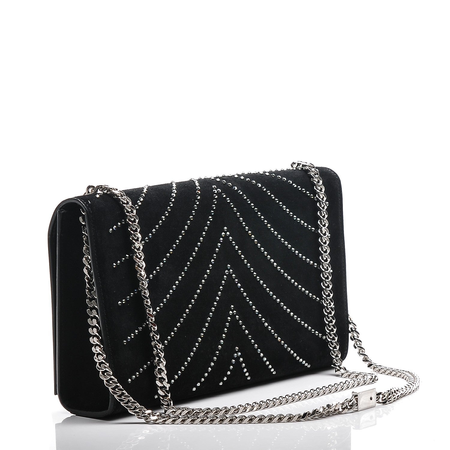 Saint Laurent Suede Crystal Medium Classic Monogram Kate Satchel Nero Black 3 of 6