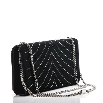 Saint Laurent Suede Crystal Medium Classic Monogram Kate Satchel Nero Black 3 of 6