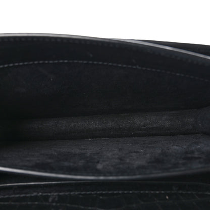 Saint Laurent Calfskin Crocodile Embossed Medium Monogram Sunset Black 6 of 11