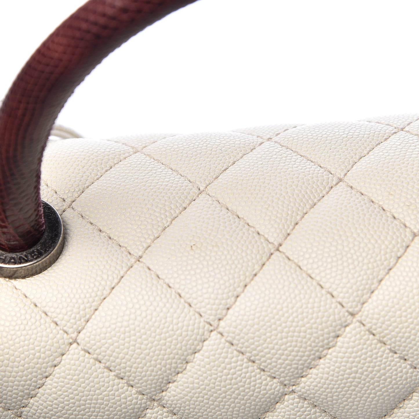 Caviar Lizard Quilted Small Coco Handle Flap Ivory