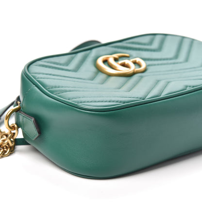Gucci Calfskin Matelasse Small GG Marmont Chain Shoulder Bag Emerald Green 9 of 10