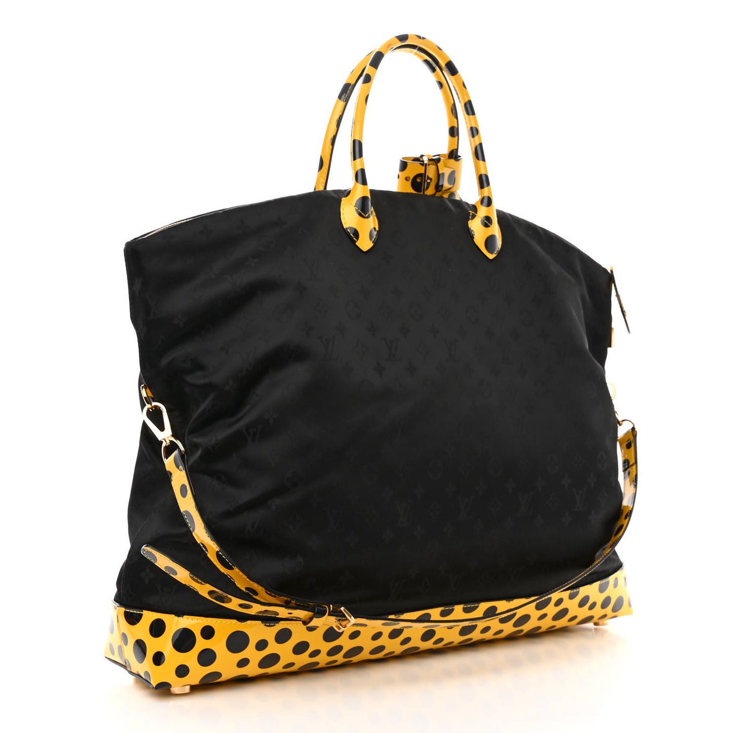 Nylon Monogram Kusama Infinity Dots Lockit GM Black Yellow