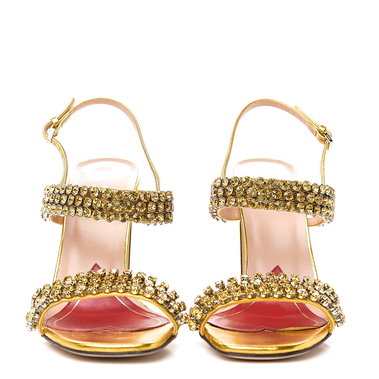 Nappa Silk Crystal Bertie High Heel Sandals 36.5 Gold