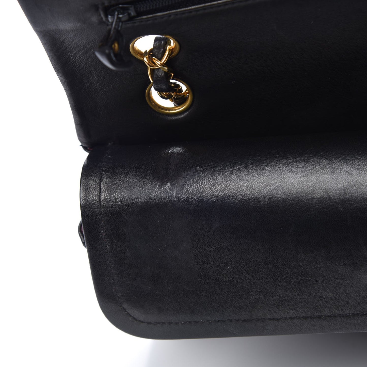 Lambskin Quilted Medium Double Flap Black