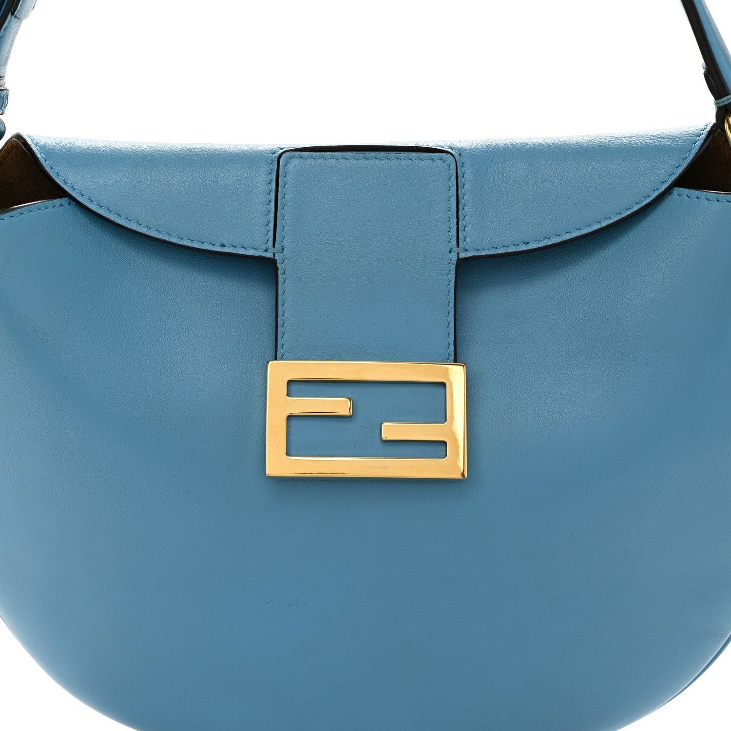 Fendi Vitello Grace Suede Small Croissant Hobo Cyber Blue 9 of 11