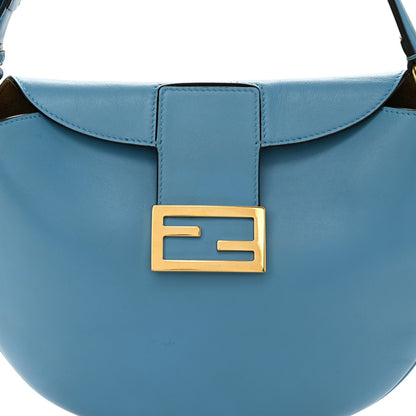 Fendi Vitello Grace Suede Small Croissant Hobo Cyber Blue 9 of 11