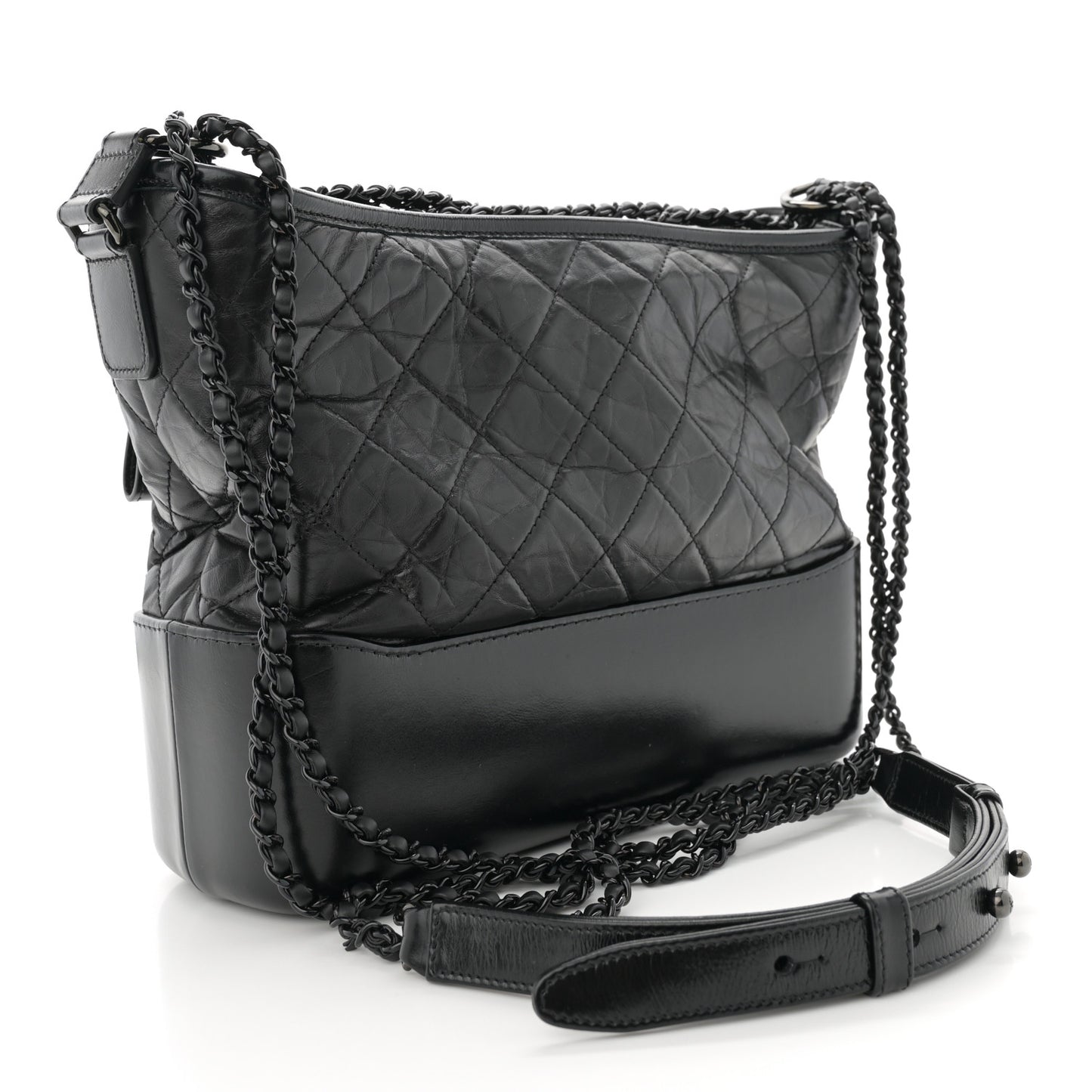 Aged Calfskin Quilted Medium Gabrielle Hobo So Black