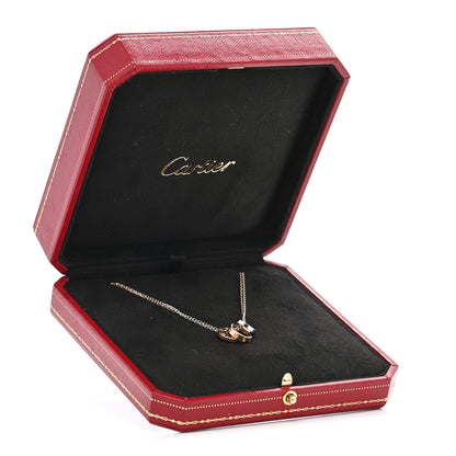 Cartier 18K White Pink Gold Diamond Three Ring LOVE Pendant Necklace 6 of 6