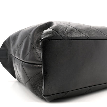 Chanel Shiny Lambskin Quilted Maxi Hobo Black 9 of 10