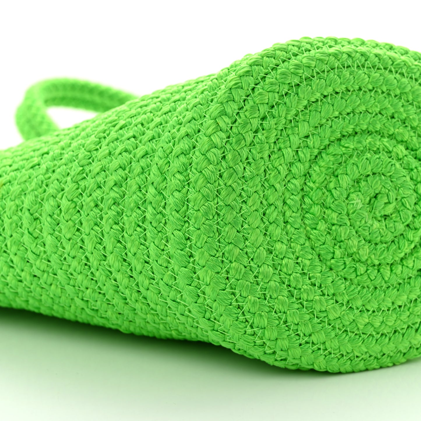 Nylon Lambskin Woven Small Ibiza Basket With Strap Green