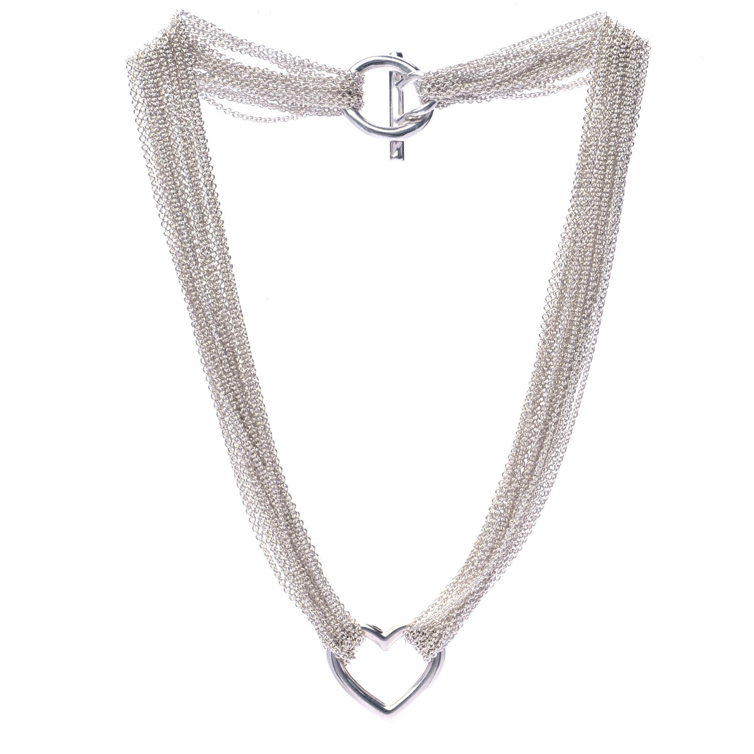 Tiffany Sterling Silver Heart Multi Chain Toggle Necklace 3 of 5