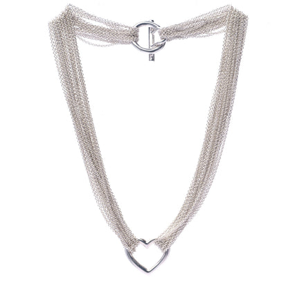 Tiffany Sterling Silver Heart Multi Chain Toggle Necklace 3 of 5