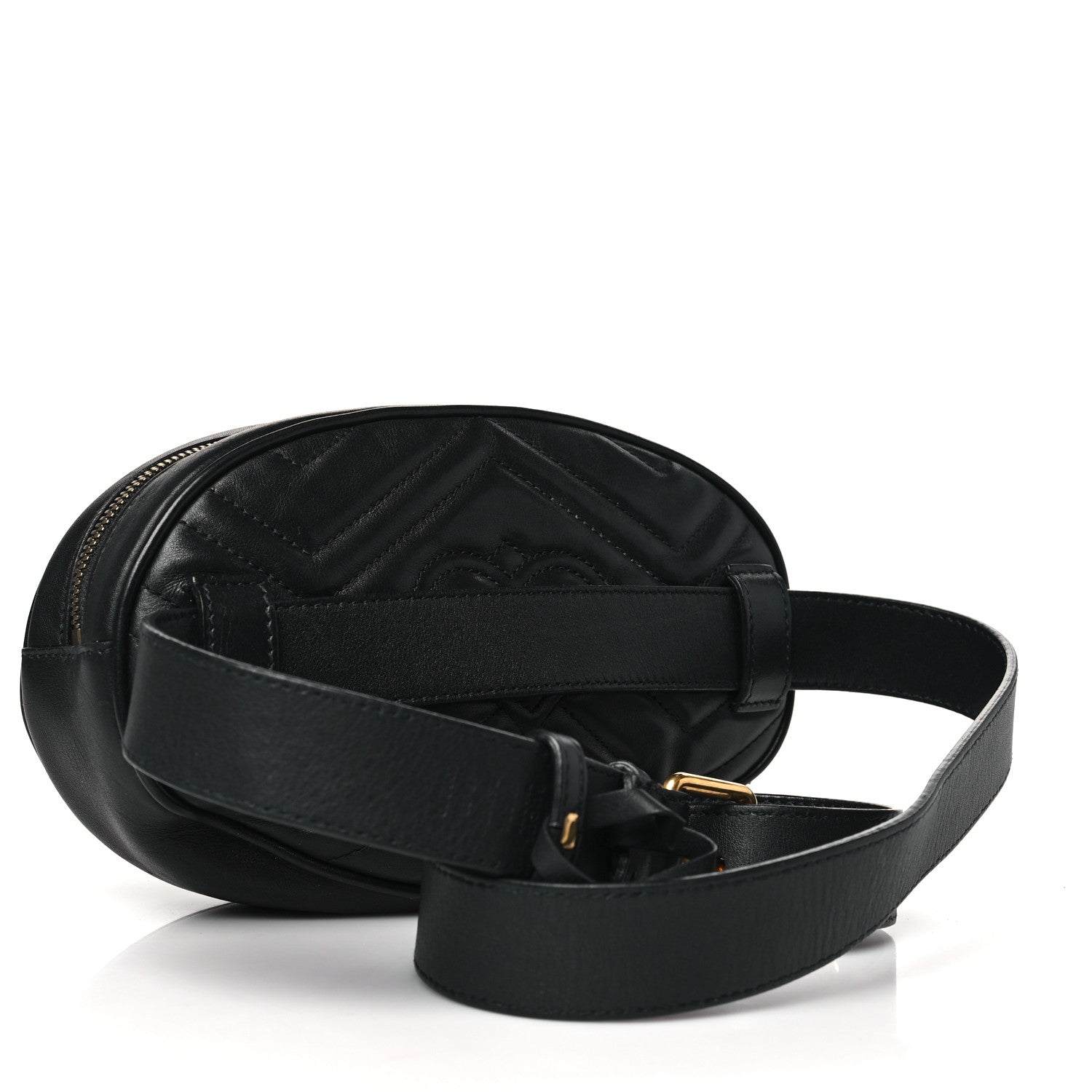 Gucci Calfskin Matelasse GG Marmont Belt Bag 95 38 Black 3 of 12