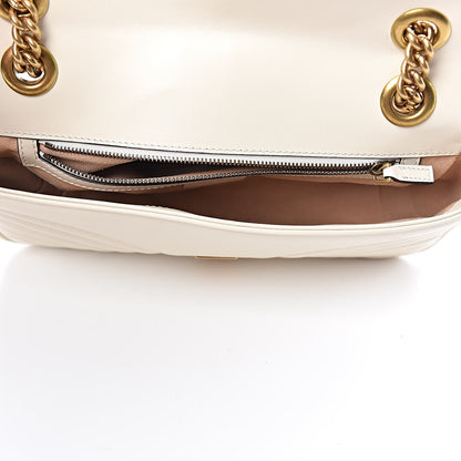 Gucci Calfskin Matelasse Small GG Marmont Shoulder Bag White 5 of 9