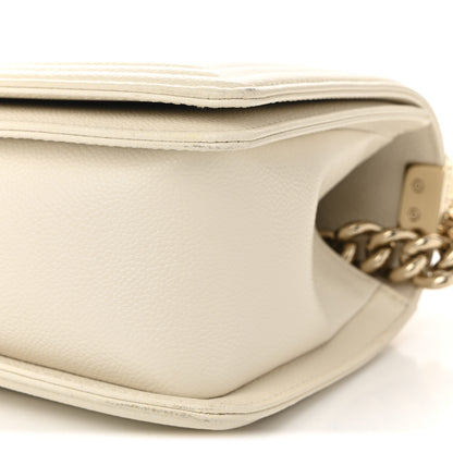 Chanel Caviar Chevron Quilted Medium Boy Flap White 19 of 19