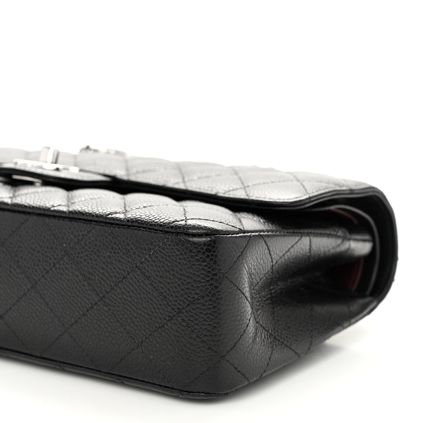 Caviar Quilted Medium Double Flap Black