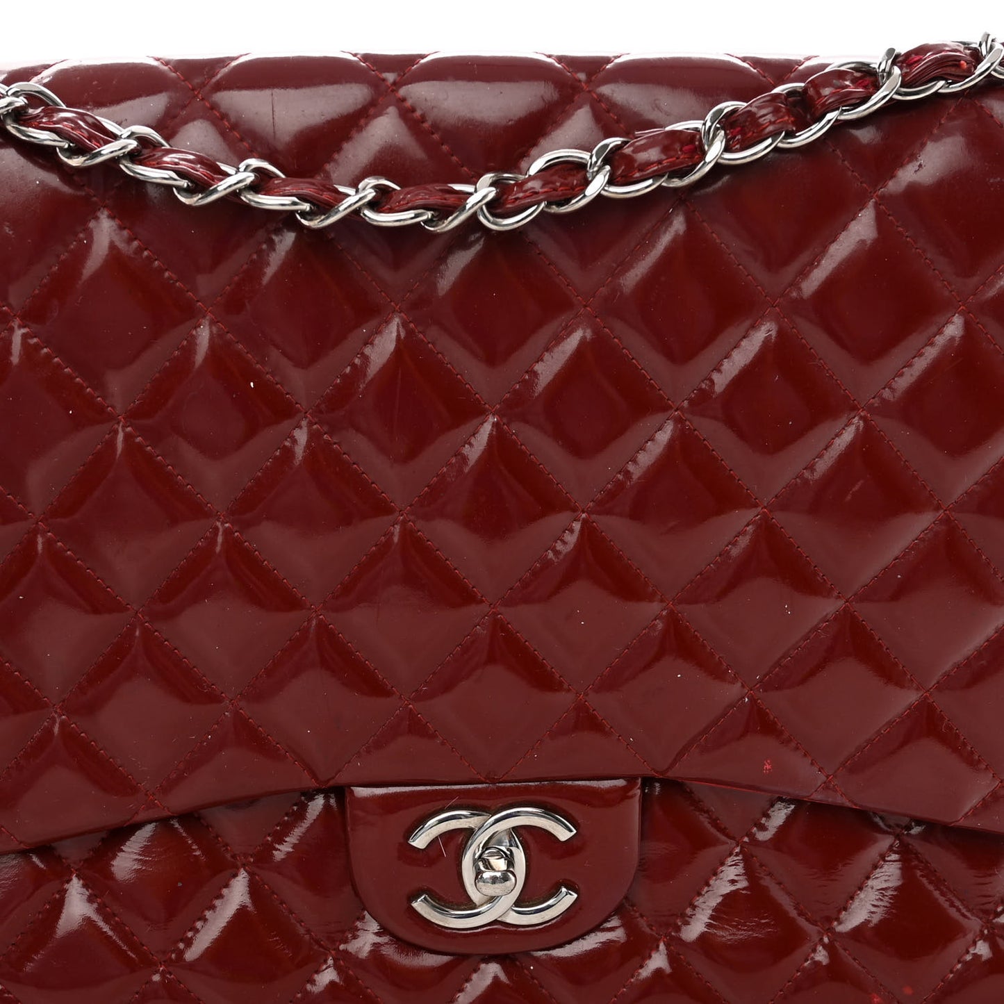Patent Quilted Maxi Double Flap Red